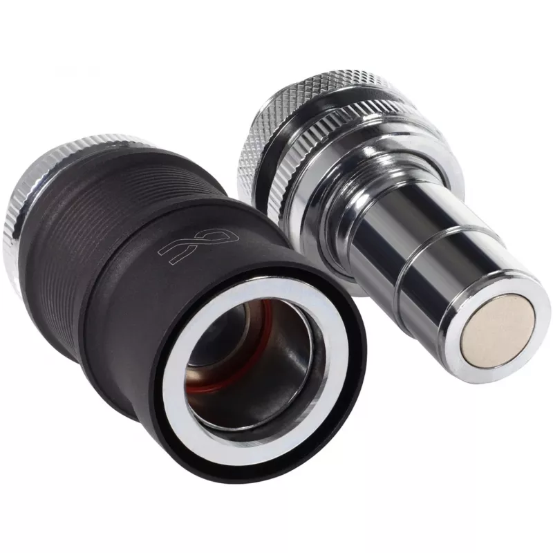 Alphacool Quick Disconnect -sarja BLH1A IG-IG Schott-liittimellä – pikaliitinpari G½/G1/4-liittimille