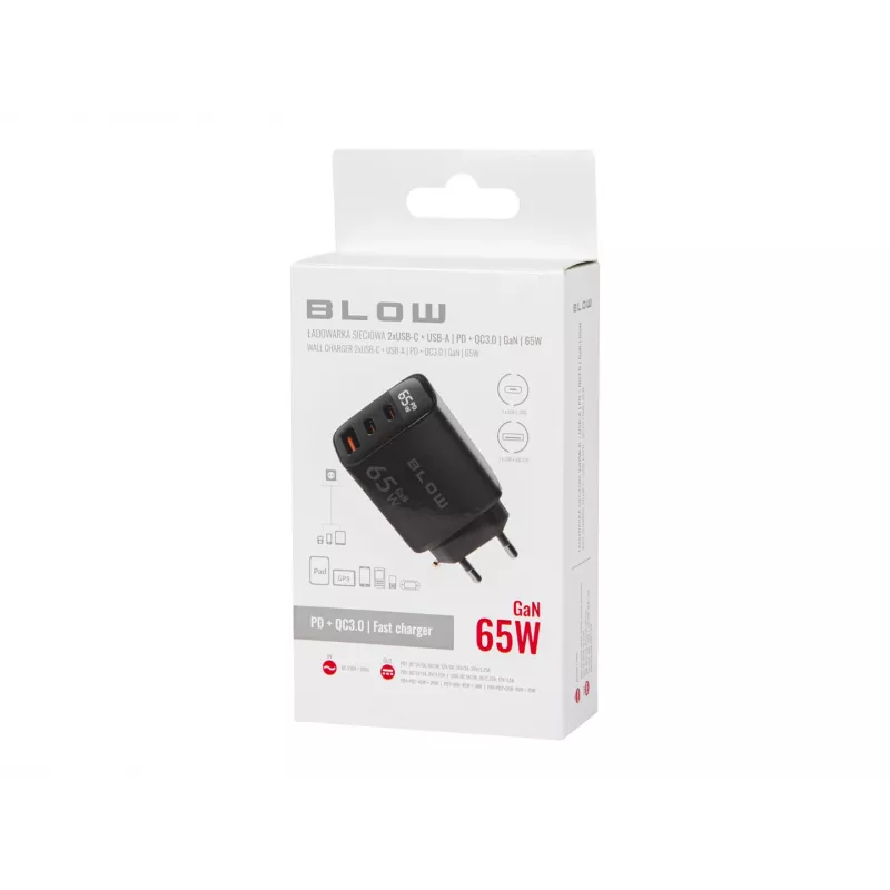 LCD-seinälaturi USB-pistorasia + USB-Cx2 PD 65W GAN musta wattimittari