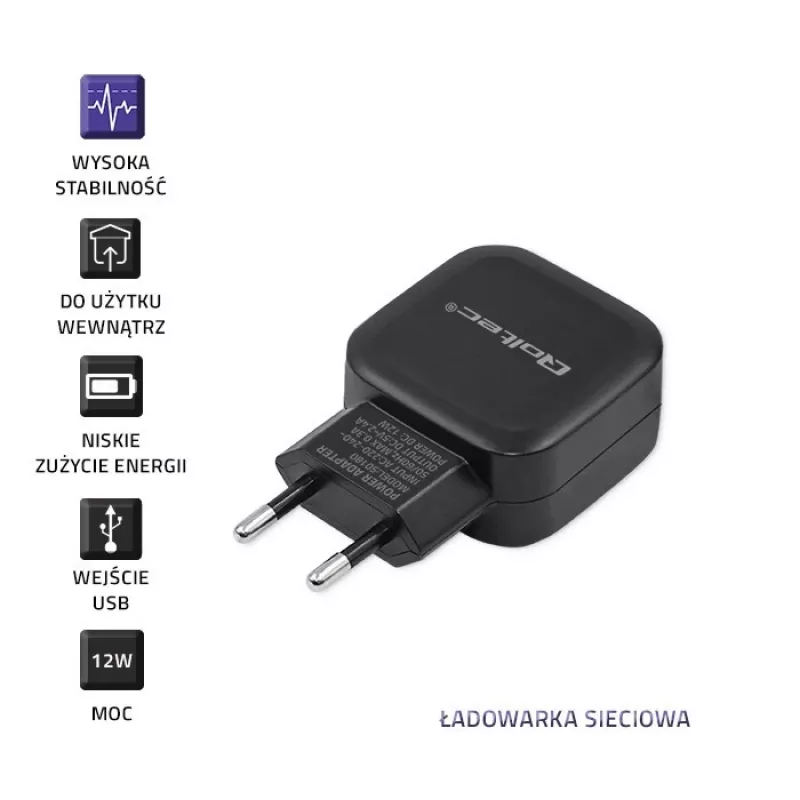 Laturi Qoltec 50180 sisäkäyttöön AC musta
