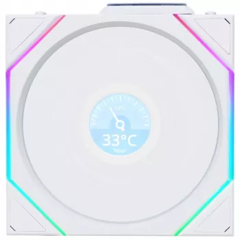 120 mm:n kotelotuuletin Lian Li 12RTLLCD1W1W ARGB Wireless LCD valkoinen