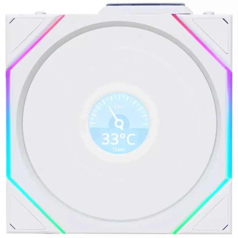 120 mm:n kotelotuuletin Lian Li 12RTLLCD1W1W ARGB Wireless LCD valkoinen