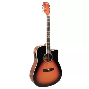 Sähköakustinen kitara V-tone VEAG1 CE 4/4 puu — täysikokoinen dreadnought, cutaway, kuusikansi, mahonki pohja ja sivut, sisäänrakennettu esivahvistin