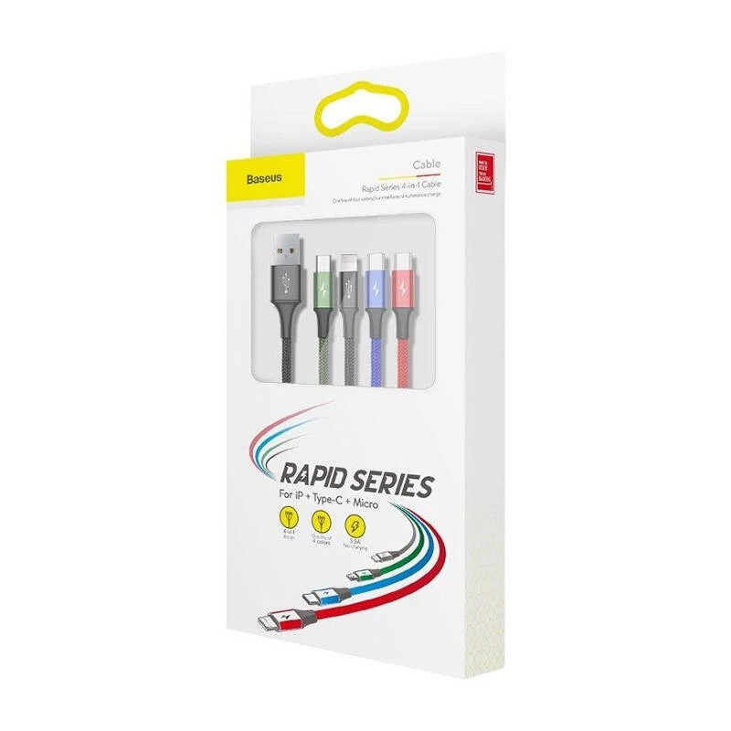 USB-kaapeli Baseus Fast 4in1 2xUSB-C / Lightning / Micro 3.5A 1.2m (musta)