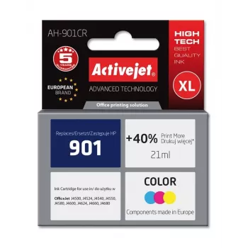 Activejet AH-901CR muste, korvaa HP 901 CC656AE, Premium, 21 ml, värillinen