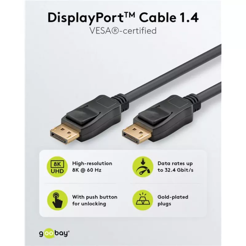 DisplayPort-kaapeli Goobay 74777 1 m musta G-Sync FreeSync