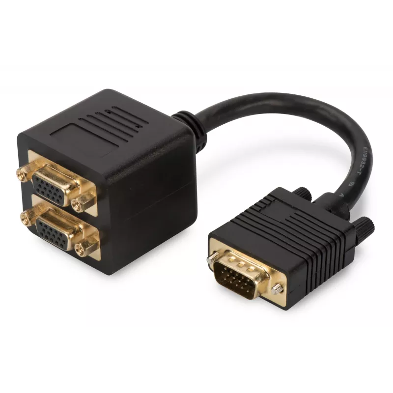 Digitus AK-310400-002-S VGA-Y-jakokaapeli HD15 - 2x HD15, 0,2 m, musta