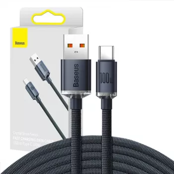 Baseus Crystal Shine kaapeli USB-USB-C, 100W, 2m (musta)