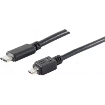 USB-kaapeli S/CONN 77145-1.0 USB 2.0 1 m USB C Micro-USB B musta