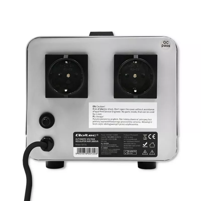 Qoltec 50724 automaattinen jännitteenstabilisaattori AVR 2000VA