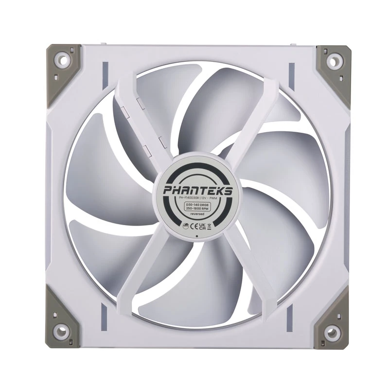 Phanteks D30-140 PWM Reverse Airflow D-RGB kotelotuuletin PH-F140D30R_DRGB_PWM_WT01, 140 mm, valkoinen