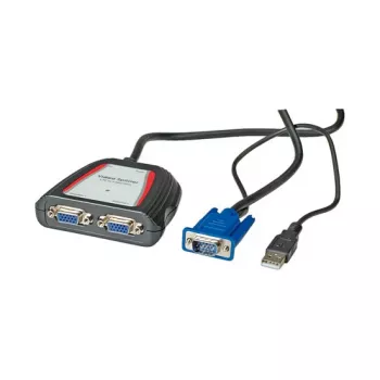 Kannettava VGA-videosplitteri, 2x, 250 MHz, VGA, 2x VGA, harmaa, 250 MHz, 0,65 m, 1920 x 1440