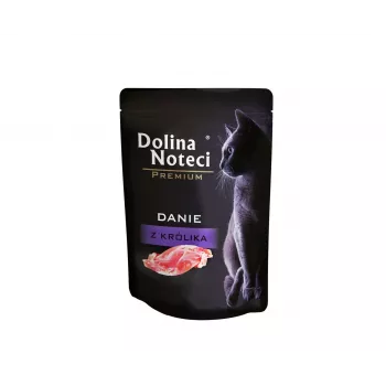 Märkäruoka kissoille dolina noteci Premium Rabbit 85 g patee – yksittäisannospussi, viljaton, 82 % kosteus
