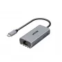 USB-C–RJ45-sovitin Unitek U1343AGY01 — 5 Gbit/s Ethernet, USB-C (uros) – RJ45 (naaras), harmaa, 0,15 m kaapeli