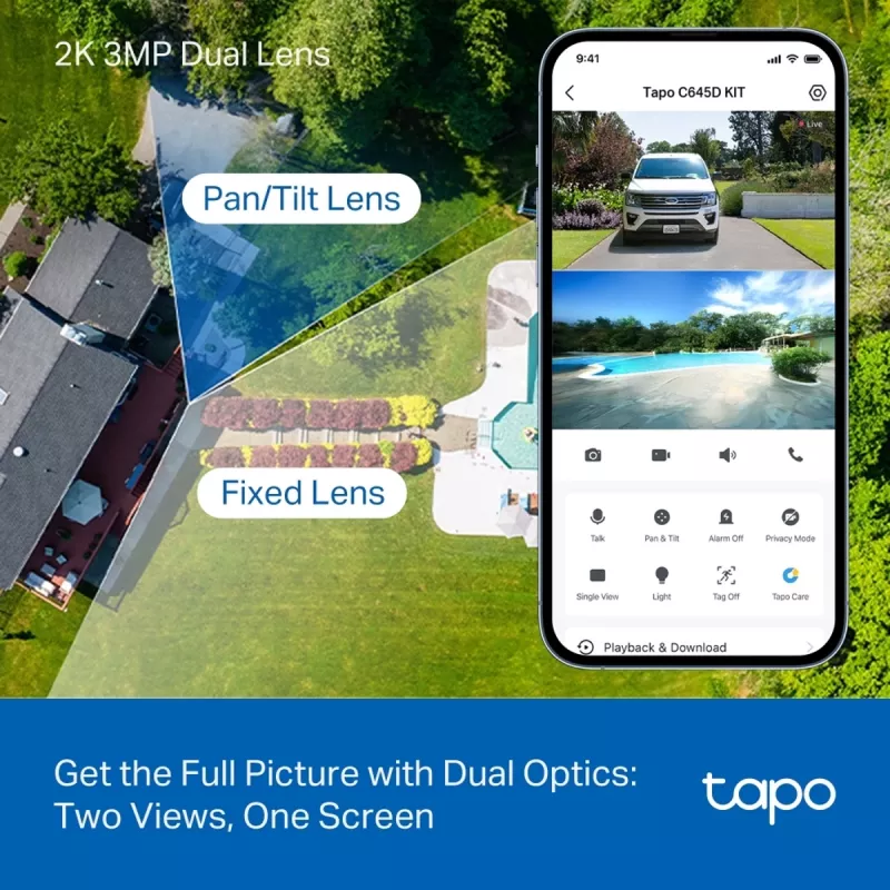 TP-Link Tapo C645D KIT, aurinkovoimalla toimiva pan/tilt langaton kamera, 3MP