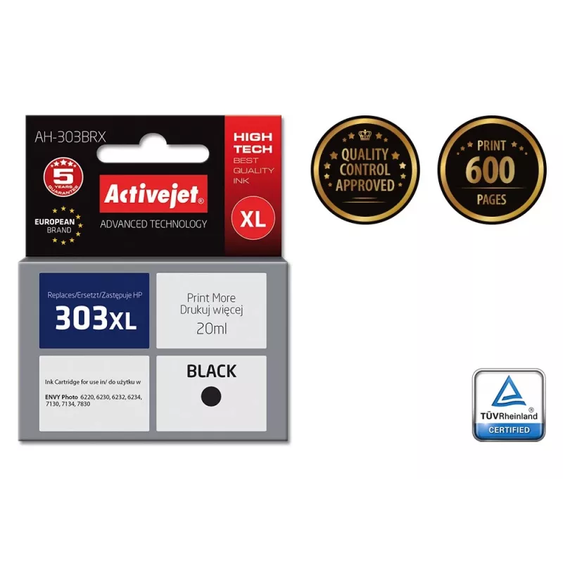 Activejet AH-303BRX värikasetti (korvaa HP 303XL T6N04AE; Premium; 20 ml; musta)