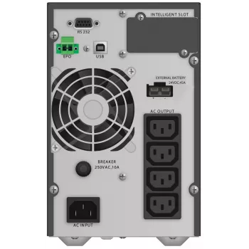 Keskeytymätön virransyöttö PowerWalker VFI 1000 TGB — 1 kVA (900 W), kaksoismuunnin-online, 4× C13-lähtöä, USB, RS-232, EPO