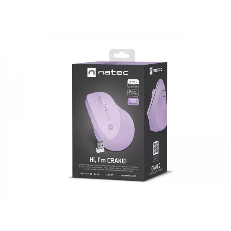 NATEC Crake 2 -hiiri yleismalli oikeakätisille RF Wireless + Bluetooth optinen 2400 DPI