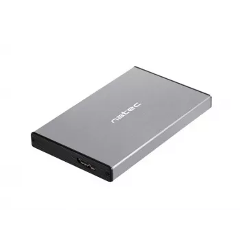 Ulkoinen HDD/SSD-kotelo NATEC Rhino GO — 2,5 tuumaa SATA, 9,5 mm, USB 3.0, alumiini, harmaa, jopa 4 TB