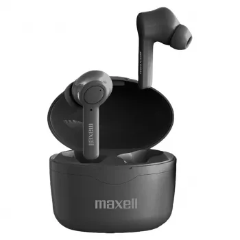 Maxell Bass 13 Sync Up langattomat Bluetooth-nappikuulokkeet latauskotelolla, musta