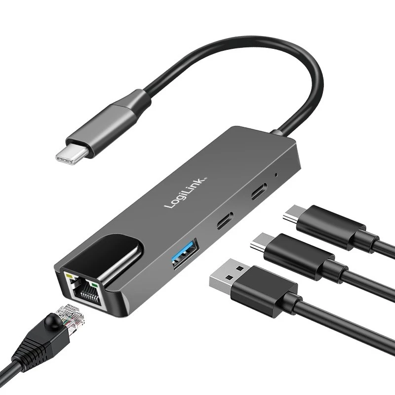 USB 3.2 Gen1 -keskitin, 3-porttinen 2,5G Ethernetillä