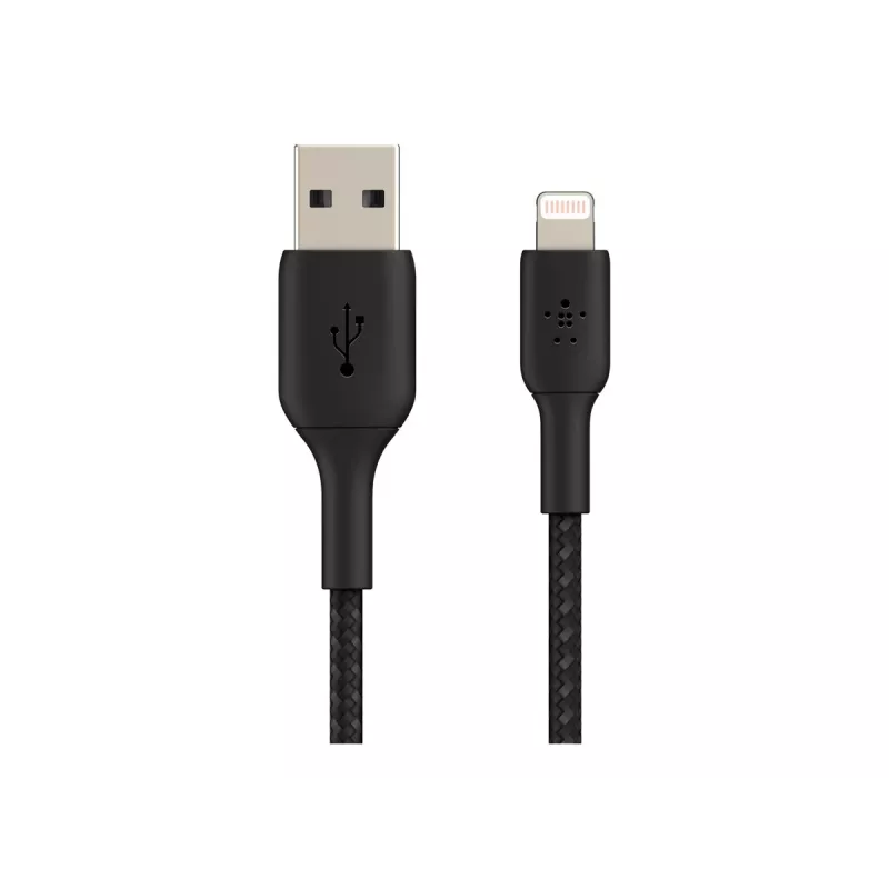 Kaapeli punottu USB-Lightning 15 cm musta