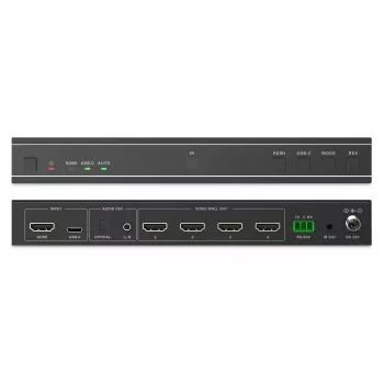 Videoseinäohjain DIGITUS DS-55358 – 4 näyttöä, jopa 4K (3840×2160) @30Hz, DisplayPort 1.2a, metallikotelo, painikeohjaus