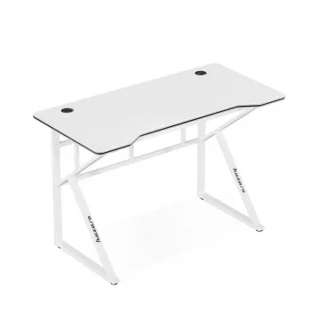 Pelipöytä huzaro Hero 1.6 valkoinen — suora MDF/hiilikuitupöytälevy 1200×600 mm, metallirunko, 750 mm korkeus