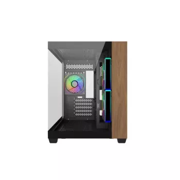 PC-kotelo Cooler Master Elite 481 Wood — kaksikammioinen mATX luonnollisella puumuotoilulla ja kahdella karkaistun lasin paneelilla