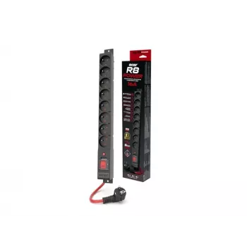 Jatkojohto ACAR R8 POWER 1.5M 8X 230V PL MUSTA 16A