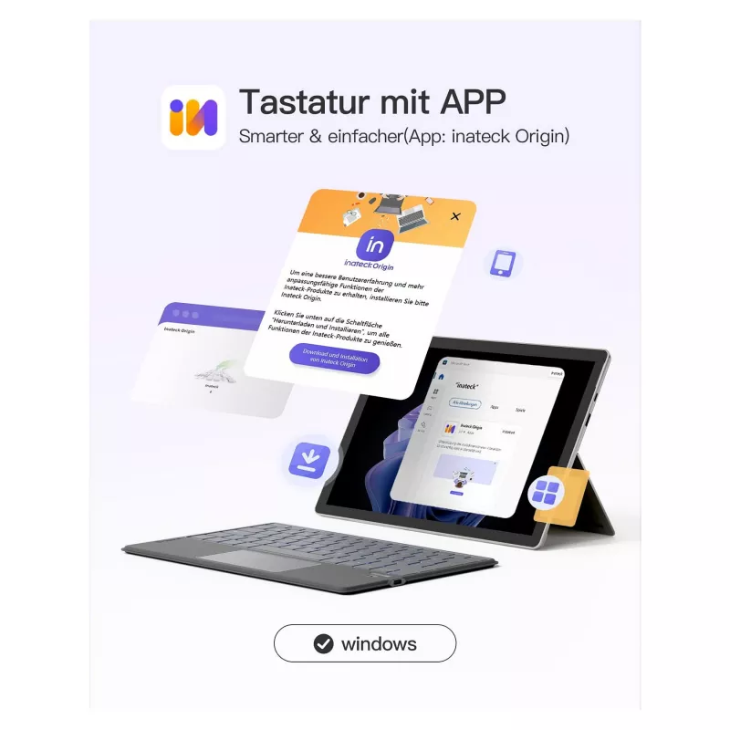 inateck näppäimistö Surface harmaa, Sureface GO 1-4 Com. QWERTZ