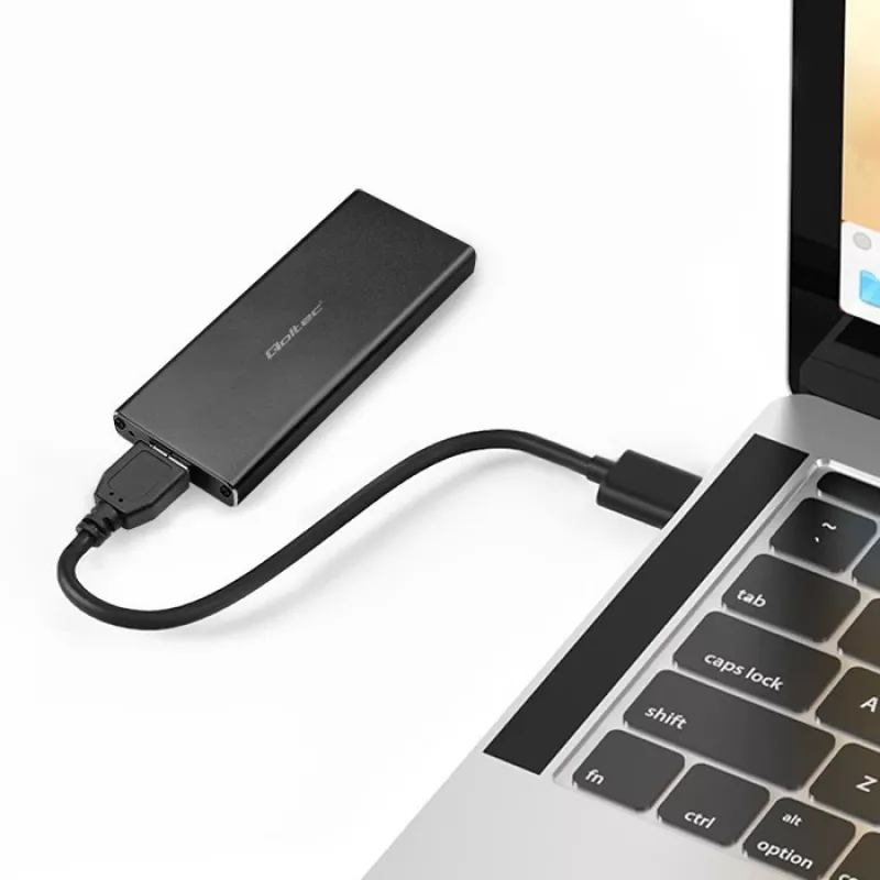 M.2 SATA SSD-kotelo QOLTEC 51854 USB 3.0 työkaluton