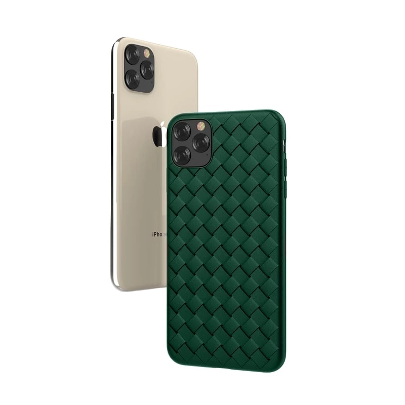 Suojakotelo Devia iPhone 11 Pro Max kudotulla kuviolla, vihreä