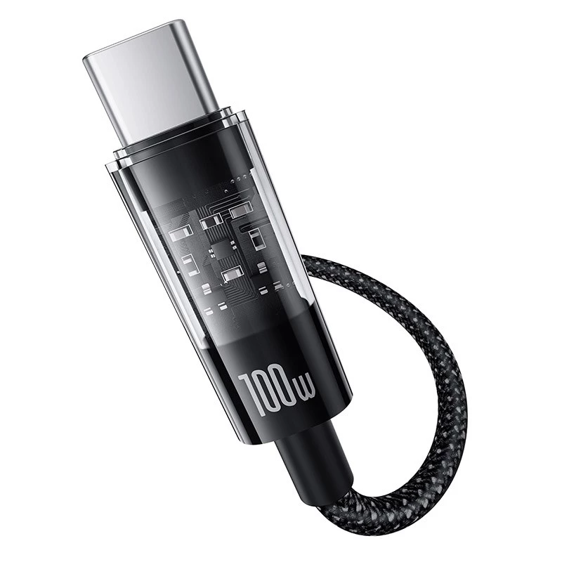 USB-A–USB-C-kaapeli Baseus Gem 1m 100W pikalataus, nailonipäällyste, musta