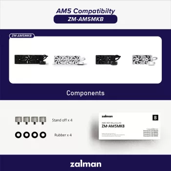 Asennussarja ZALMAN ZM-AM5MKB AMD-prosessoreille, kantayhteensopivuus AM5/AM4-emolevyille