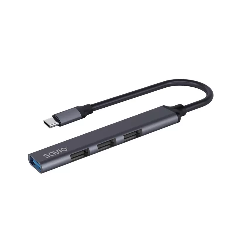 USB 3.0 4-porttinen USB-keskitin SAVIO AK-71 USB-C isännällä, 5000 Mbit/s, 2 vuoden takuu
