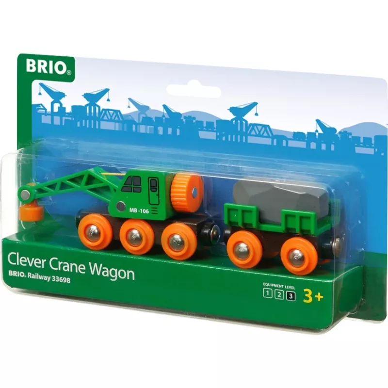 Wagon BRIO Clever Crane Wagon Lift and Load musta vihreä