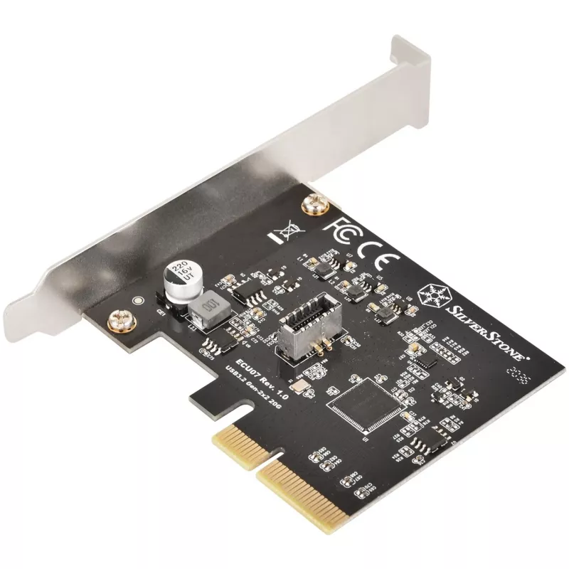 SilverStone SST-ECU07 PCIe 3.0 x4 USB 3.2 Gen 2x2 -sovituskortti, 1x sisäinen USB-C, matala profiili