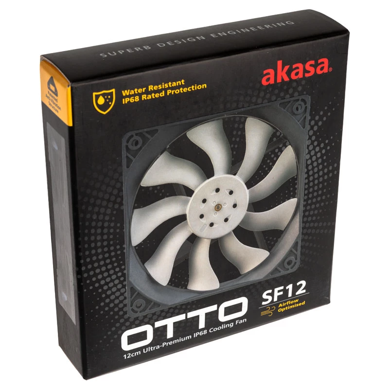 Tuuletin Akasa OTTO SF12 -tietokonekotelotuuletin, 12 cm, musta, harmaa
