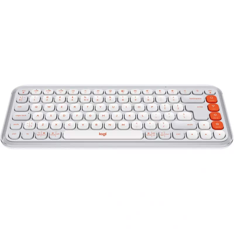 Logitech POP Icon Keys - näppäimistö - langaton - Bluetooth LE - QWERTY - US International - Off White, oranssi (920-013072)