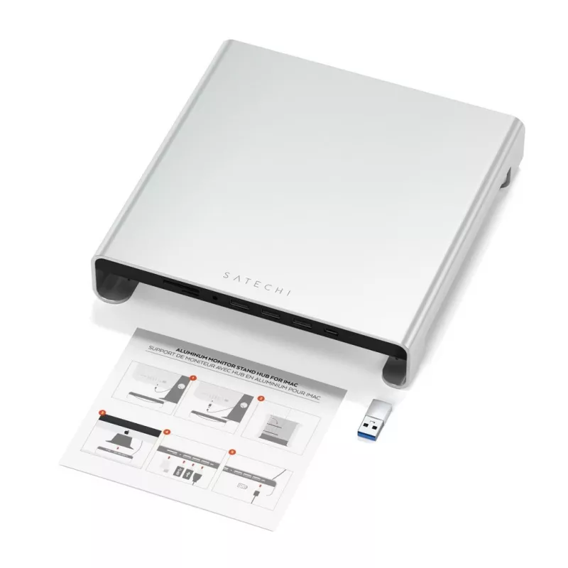 Kannettavan tietokoneen telakka Satechi ST-AMSHS USB 3.2 Gen 1 Type-C hopea