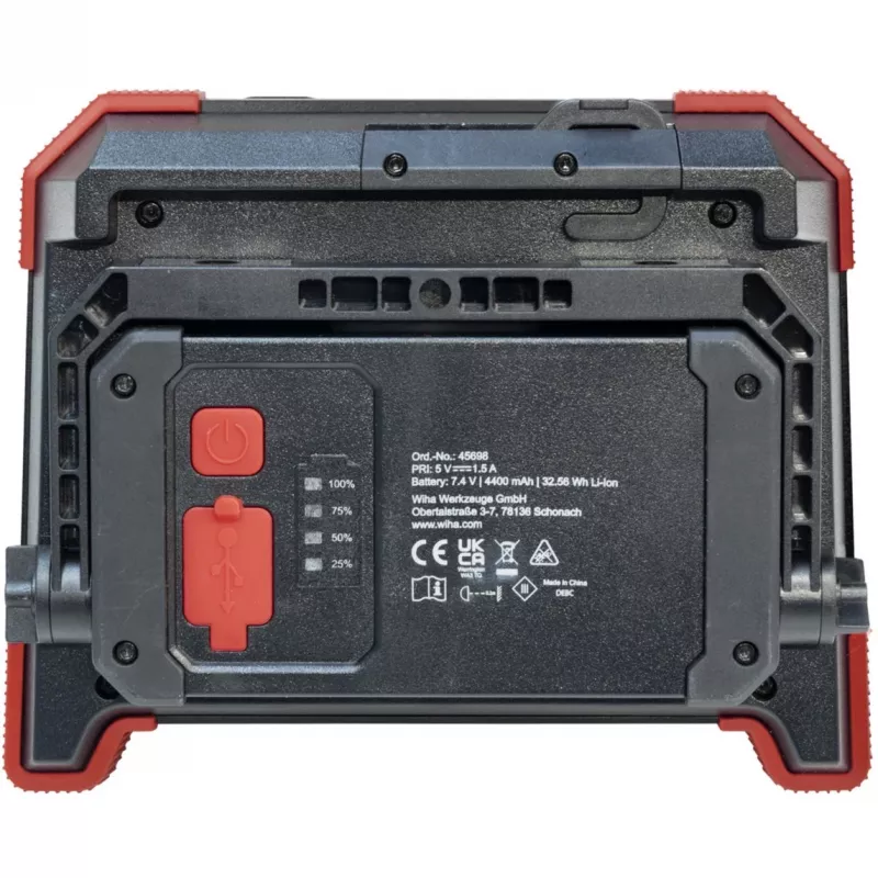 Wiha 45698 akkukäyttöinen työvalaisin, 30 W, musta/punainen