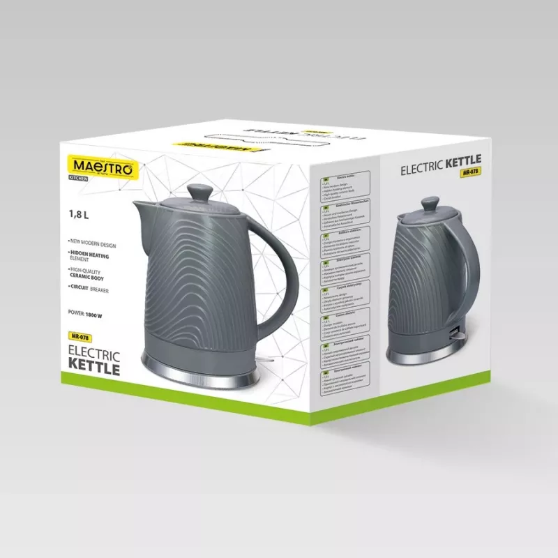 Vedenkeitin Maestro MR-078, 1,8 L tilavuus, harmaa