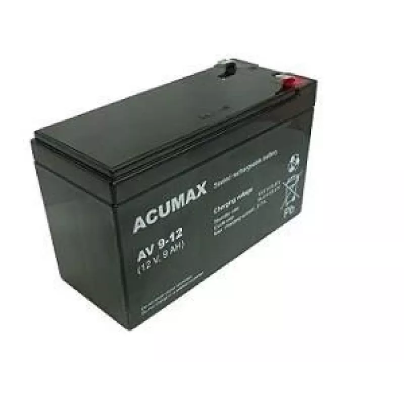 Akku VRLA AGM EMU AV 9-12 T2 — 12 V, 9 Ah, huoltovapaa, tärinänkestävä