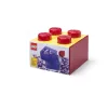 LEGO Storage Brick 4 säilytyslaatikko kannella, läpikuultava punainen