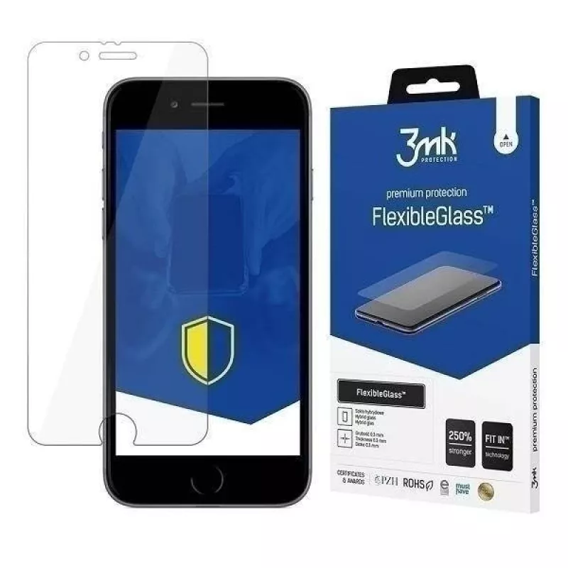 3MK FlexibleGlass hybridinäytönsuoja iPhone SE 2020/2022:lle, 0,2 mm, 7H, läpinäkyvä
