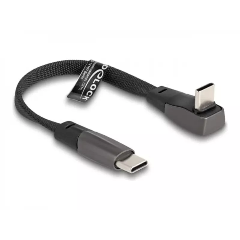 DeLOCK USB 2.0 lattakaapeli USB Type-C uros – USB Type-C uros kulmaliitin PD 3.0 60 W 14 cm musta