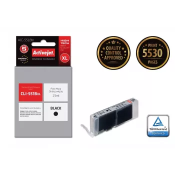 Activejet ACC-551BN mustekasetti (Canon CLI-551BK -yhteensopiva; Supreme; 15 ml; musta)