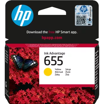 HP 655 keltainen alkuperäinen Ink Advantage -mustepatruuna, keltainen, 1 kpl, 600 sivua
