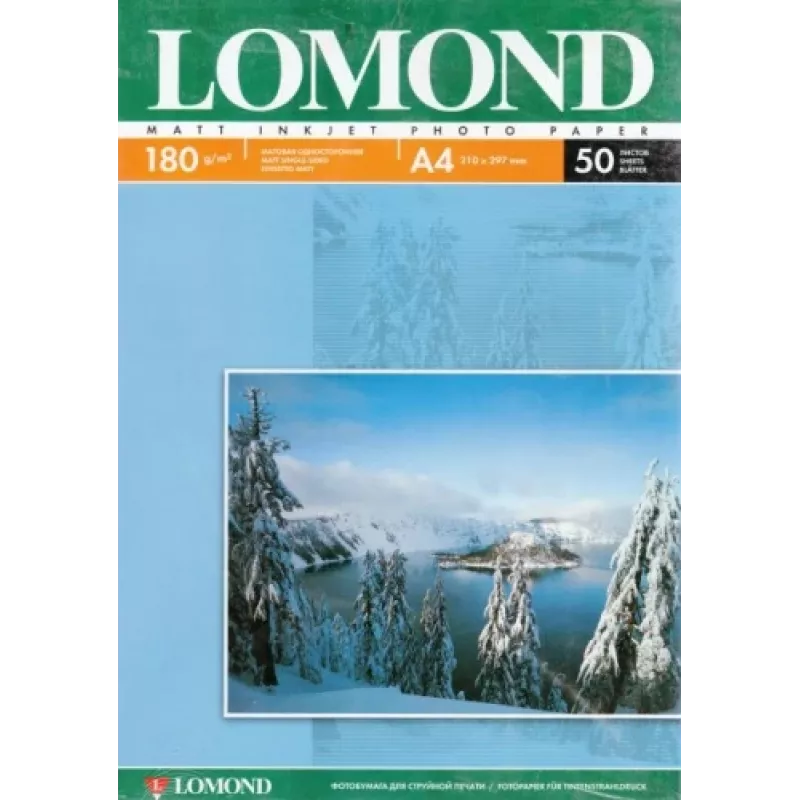Lomond valokuvamustesuihkupaperi matta 180 g/m² A4, 50 arkkia