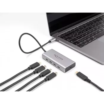 DELOCK USB-keskitin 10 Gbps Type-C 4 porttia PD 85W 30 cm kaapeli